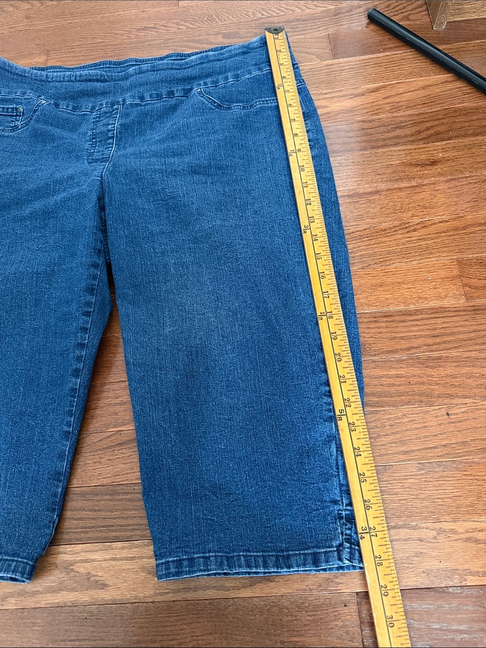 Ruby Rd. Mid-Dark Blue Cropped Pull-On Jeans - Picture 3 of 6